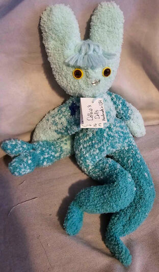 light &amp; dark blue with yellow eyes.